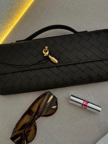 Luna - Luxe Geweven Handtas met Gouden Sluiting