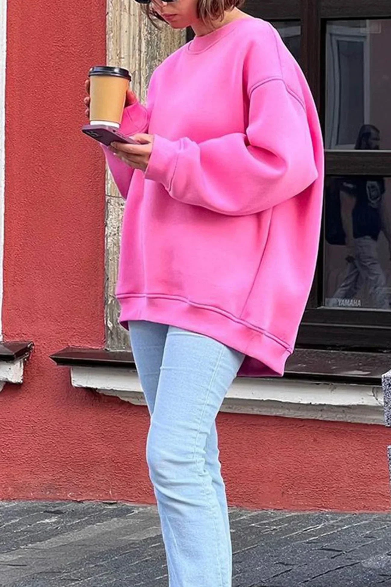 Dames Oversized Sweatshirt – Katoen, Casual met Ronde Hals voor Comfortabele Dagelijkse Outfits