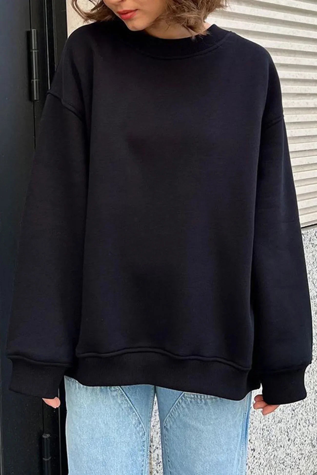 Dames Oversized Sweatshirt – Katoen, Casual met Ronde Hals voor Comfortabele Dagelijkse Outfits