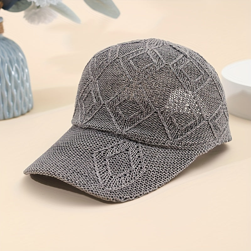 Dames Luxe Gehaakte Baseball Cap – Zwart, Casual Hoofddeksel voor Herfst en Sportactiviteiten