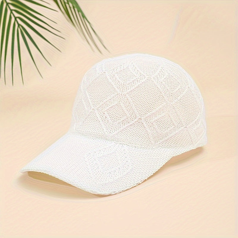 Dames Luxe Gehaakte Baseball Cap – Zwart, Casual Hoofddeksel voor Herfst en Sportactiviteiten