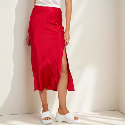 Diora - A-lijn Satijnen Midi Rok