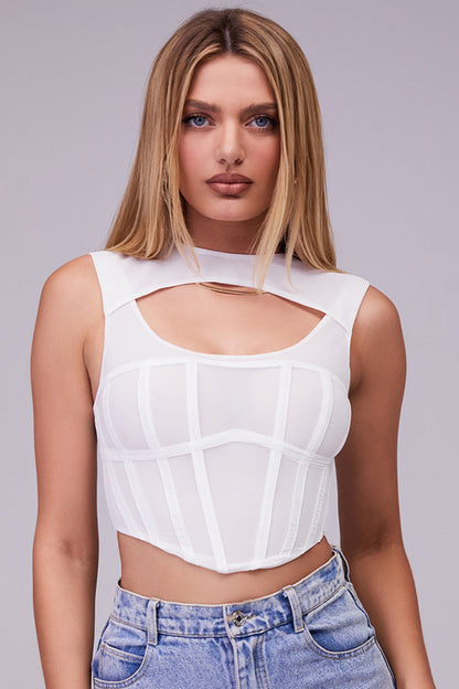 Helisara - Witte Mesh Cut-Out Korsettop