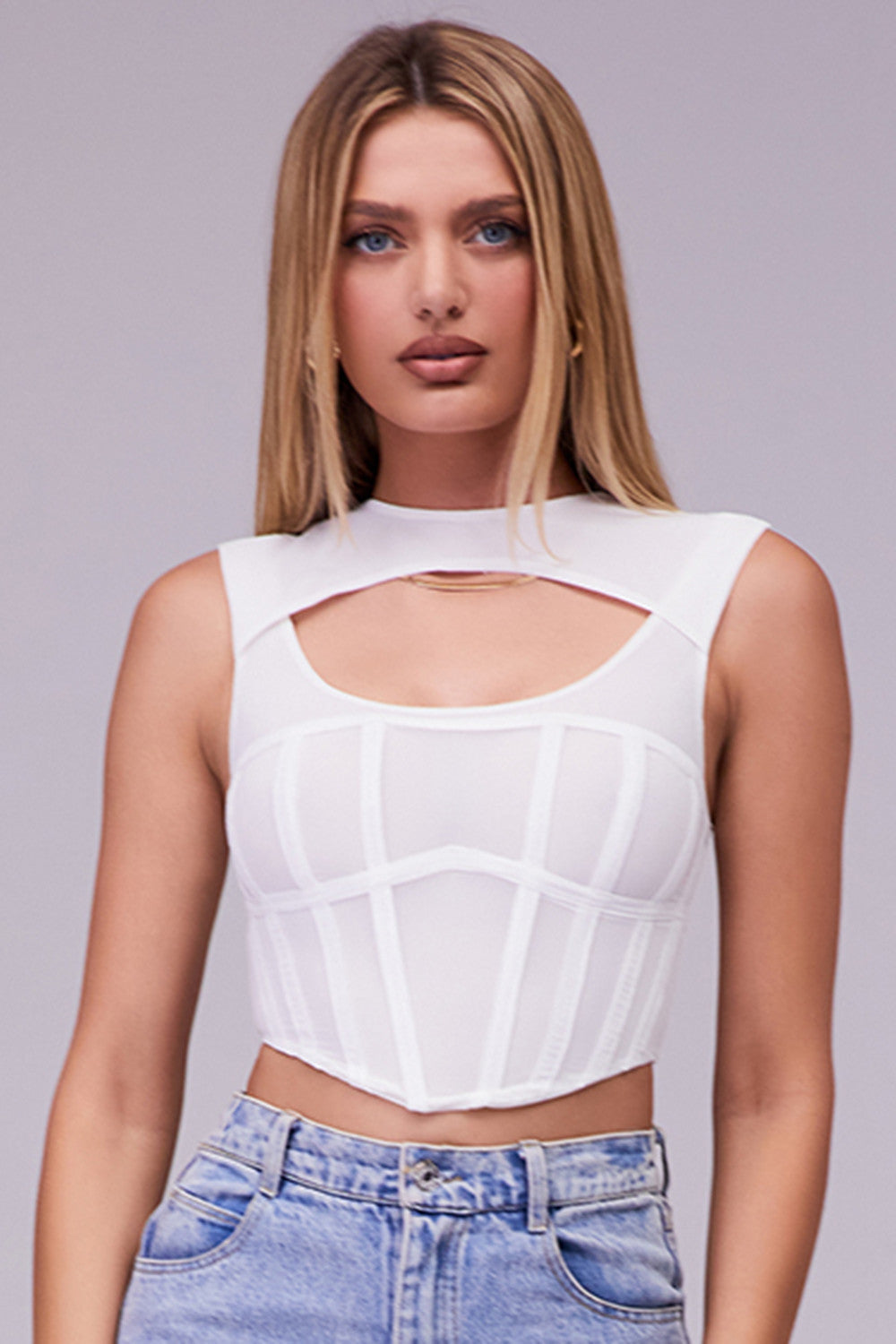 Helisara - Witte Mesh Cut-Out Korsettop
