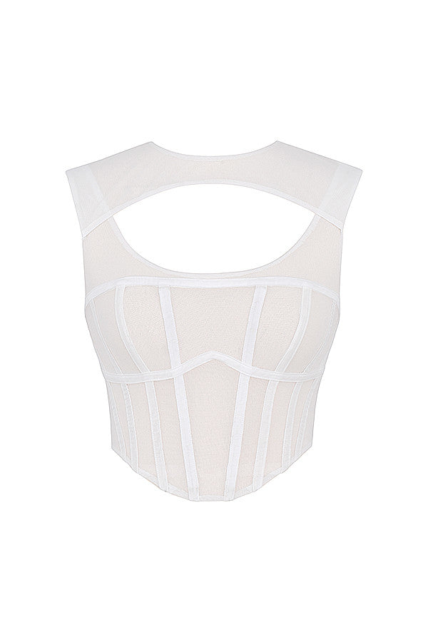 Helisara - Witte Mesh Cut-Out Korsettop