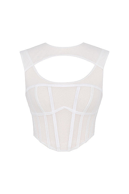 Helisara - Witte Mesh Cut-Out Korsettop