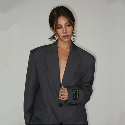 Dalina - Losvallende Klassieke Blazer met Brede Schouders