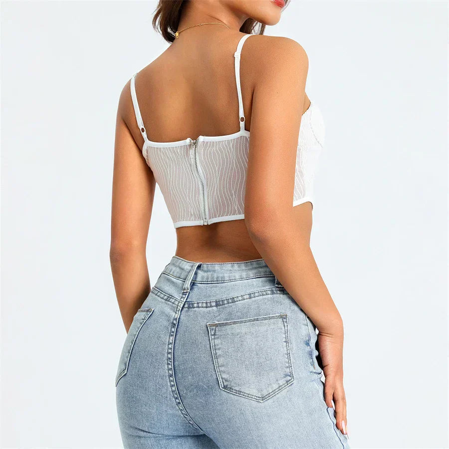 Helivienne - Zachte Mesh Cropped Korset