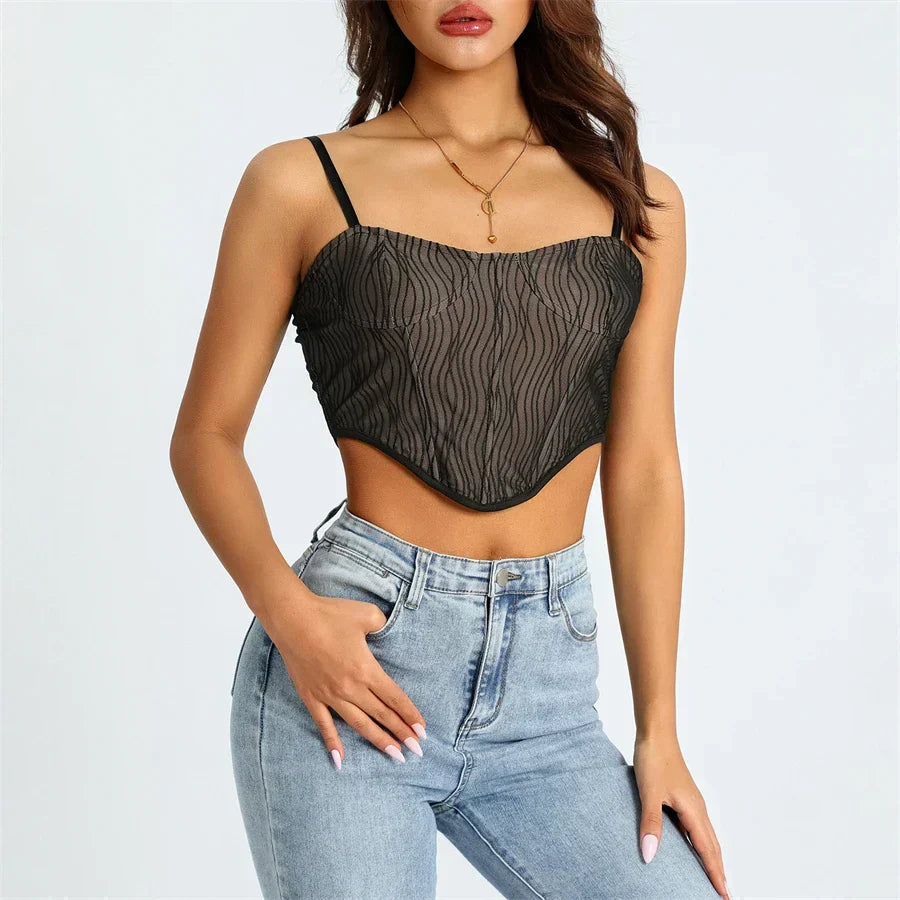 Helivienne - Zachte Mesh Cropped Korset
