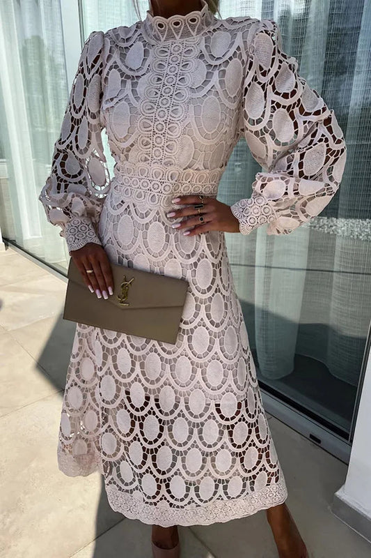 Seraphina – Elegante Kanten Midi-Jurk | Tijdloos, Verfijnd & Stijlvol