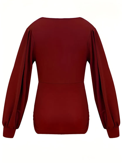 Caylee - Getailleerde Casual Blouse met Lantaarnmouwen