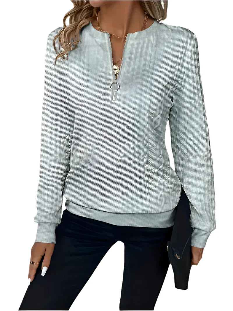 Dames Basic Ritstrui – Lange Mouwen, Trui met Rits voor Casual Dagelijks Gebruik