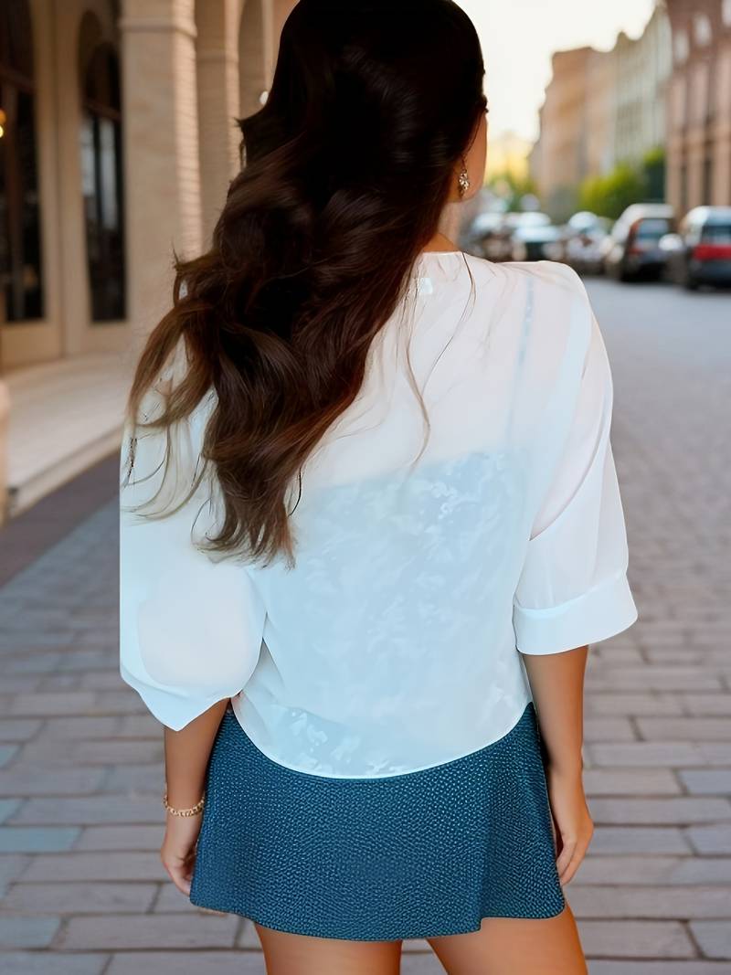 Katie – Luchtige Blouse met Open Voorzijde