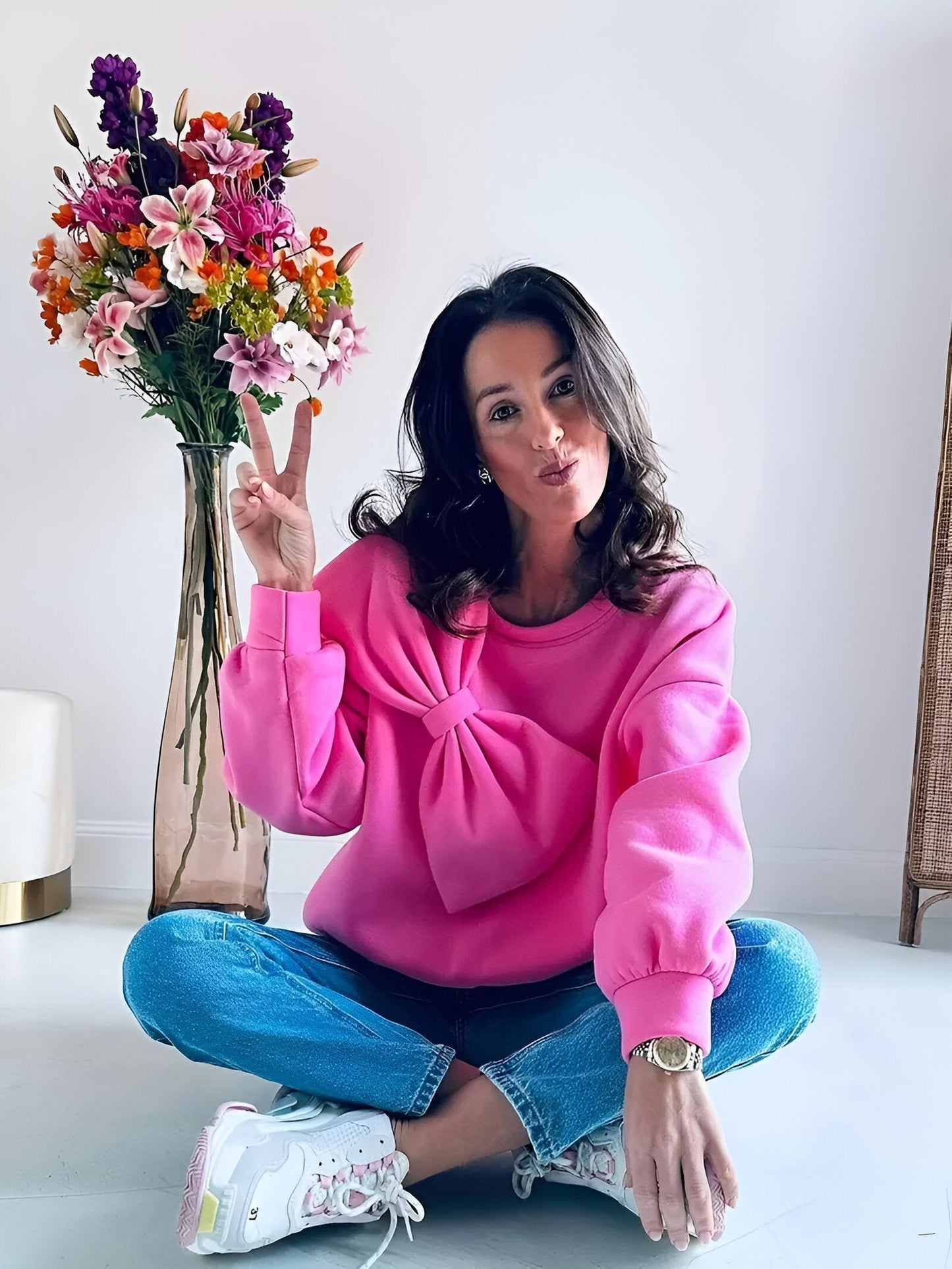 Blue - Sweatshirt met Strik