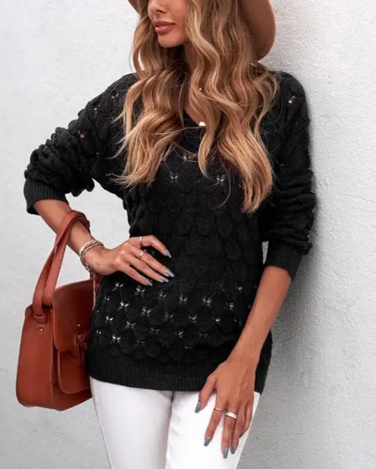 Livia - Klassieke Gebreide V-Hals Trui