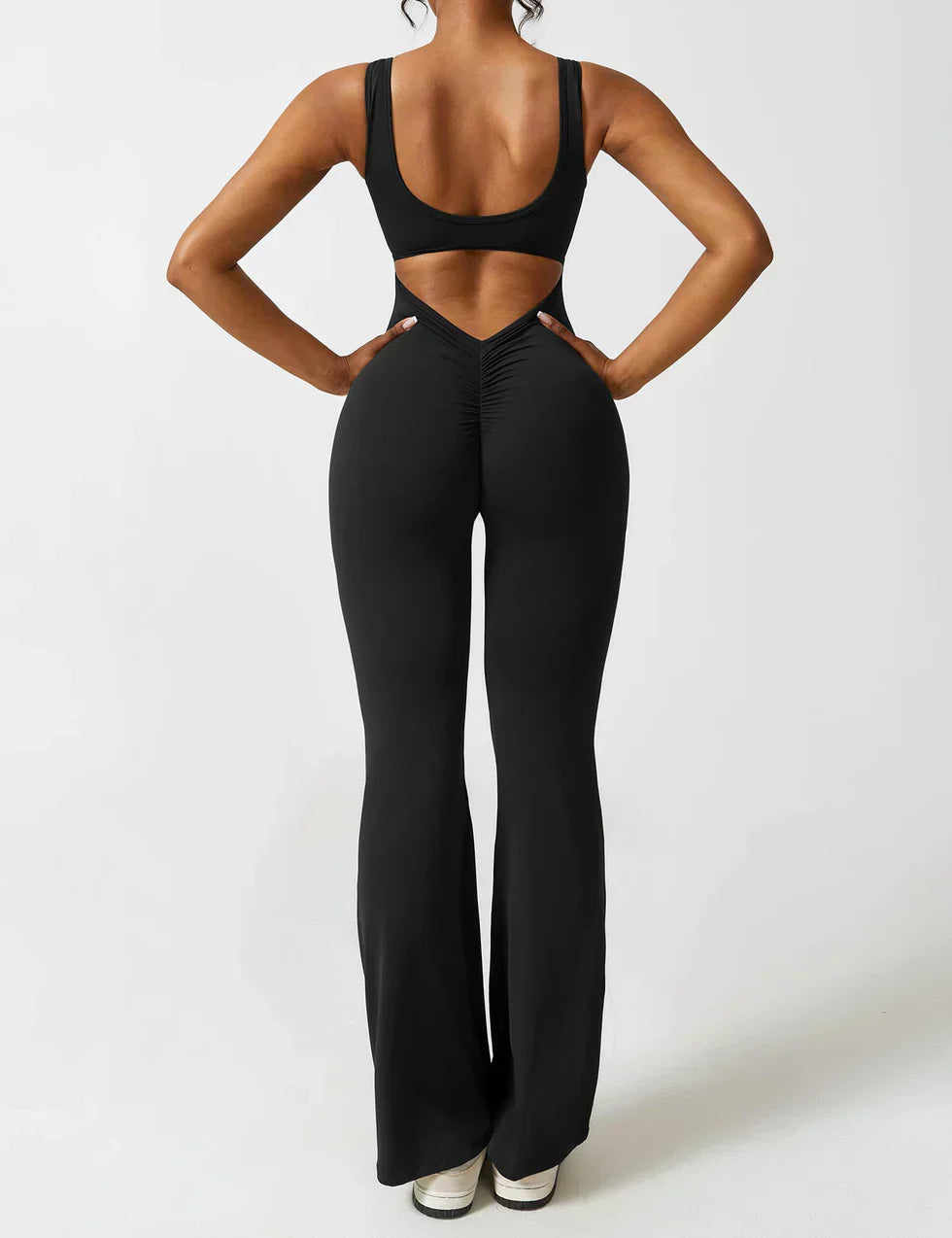 Cath | Sculpting Flare Jumpsuit met Open Rug