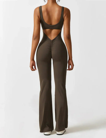 Cath | Sculpting Flare Jumpsuit met Open Rug