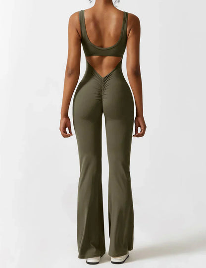 Cath | Sculpting Flare Jumpsuit met Open Rug