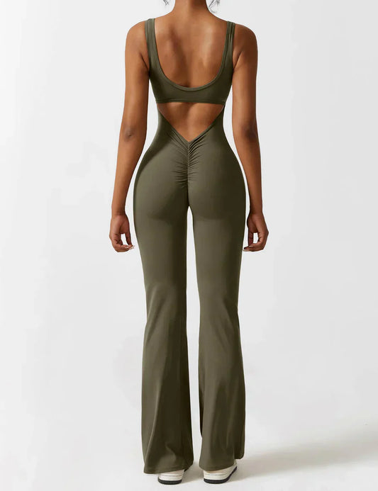 Cath | Sculpting Flare Jumpsuit met Open Rug