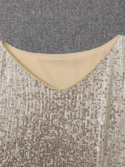 Dames One-Shoulder Mini Jurk – Glanzend, Asymmetrische halslijn, Feestjurk voor Avondkleding en Uitgaan