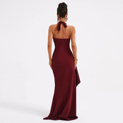 Elena – Luxe Bordeauxrode Maxi Jurk