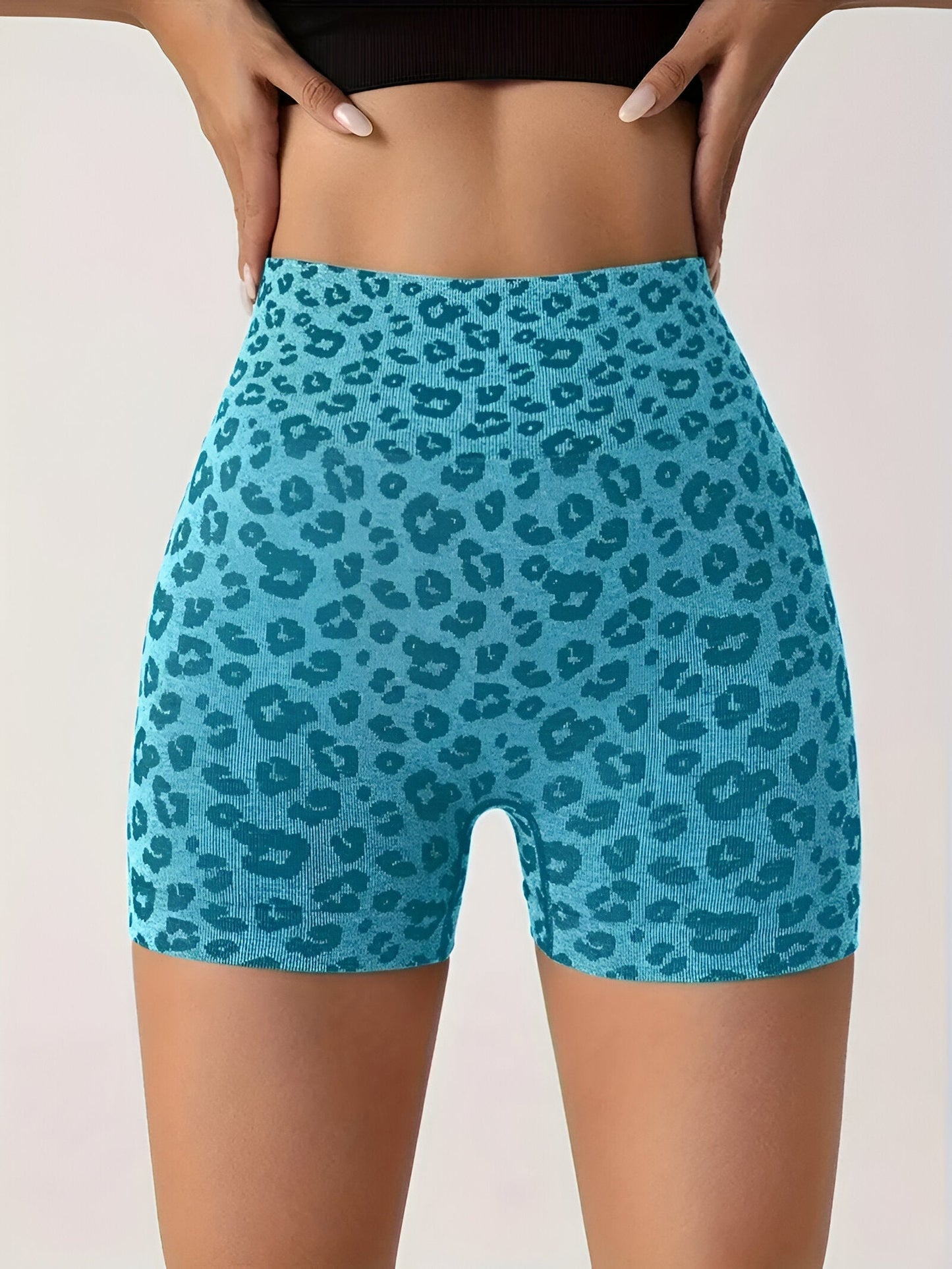 Romy - Trainingsshort met Hoge Taille en Luipaardprint
