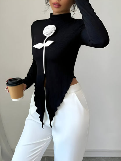 Bay - Elegant T-shirt met Hoge Kraag