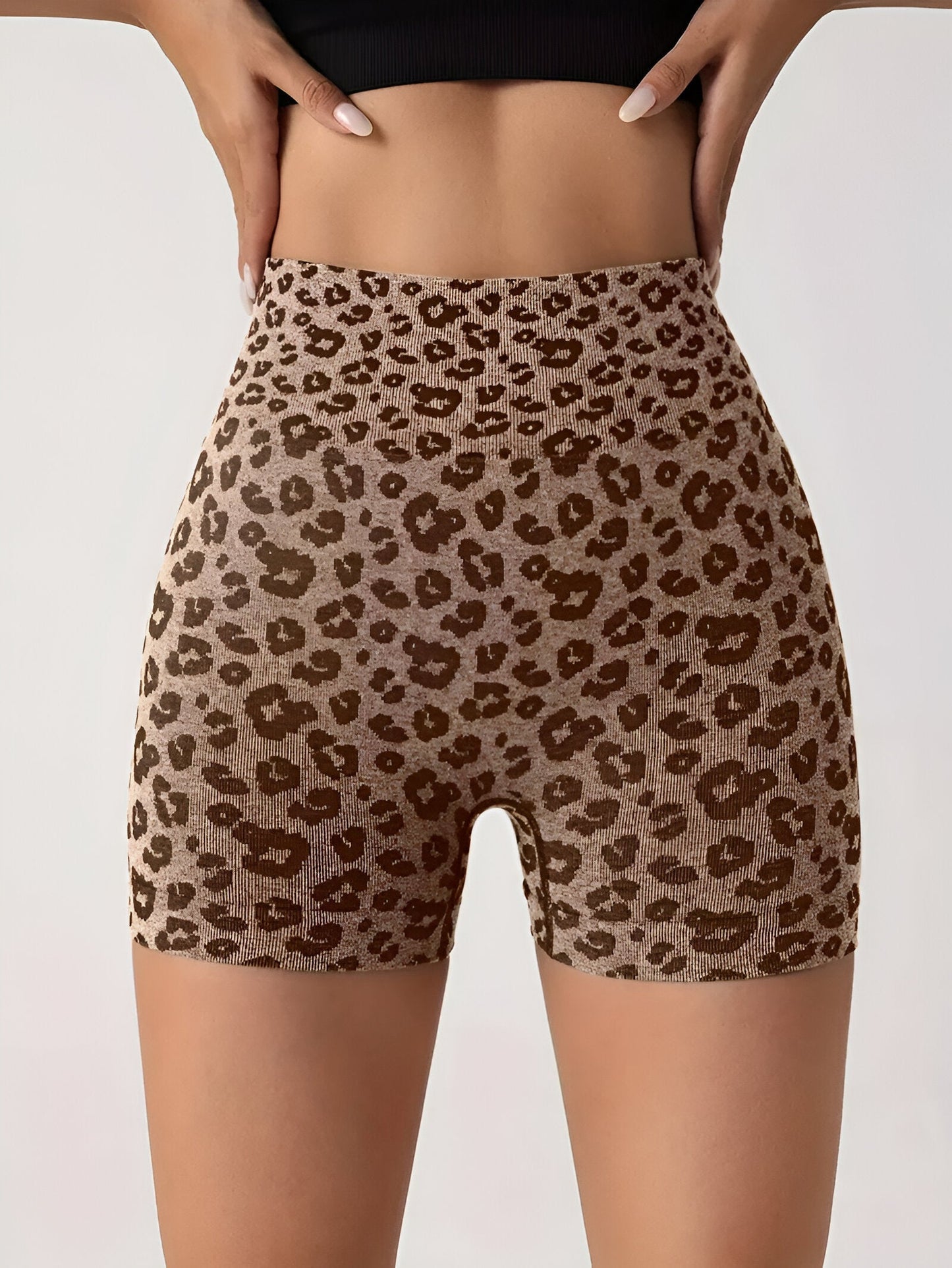 Romy - Trainingsshort met Hoge Taille en Luipaardprint