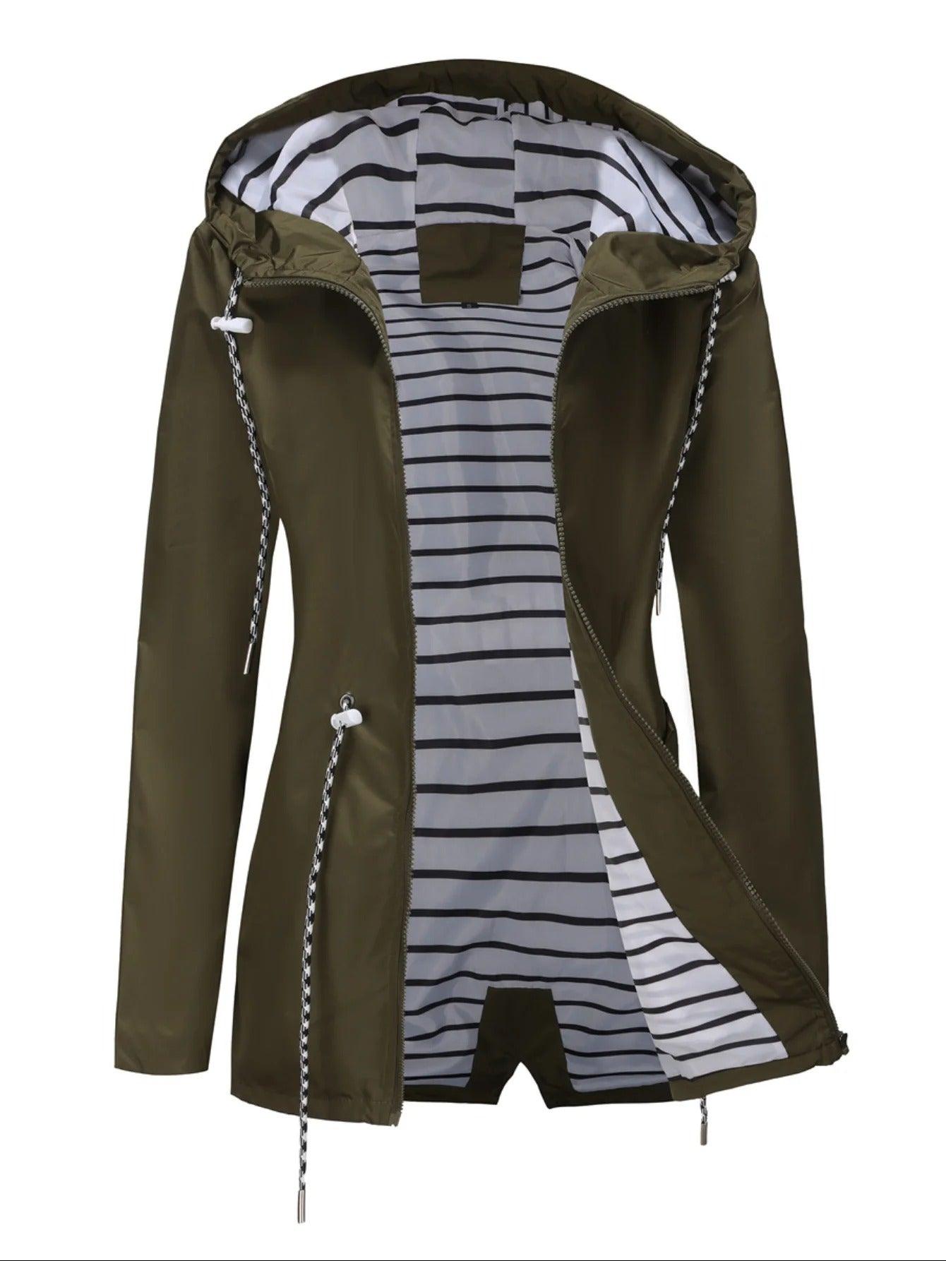 Dames Waterdichte Lange Jas – Zwart, Ademend, Geschikt voor Alle Seizoenen en Buitenactiviteiten