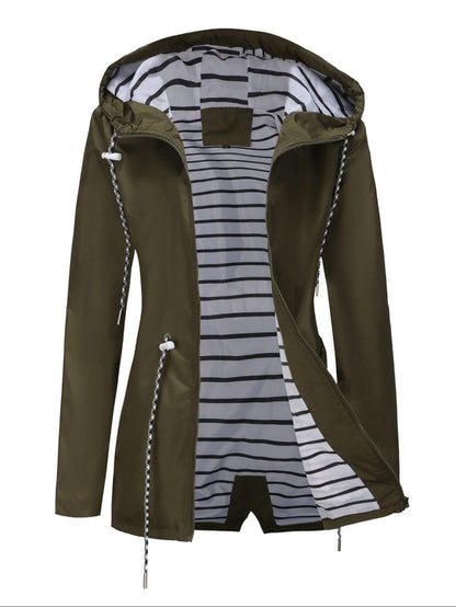 Dames Waterdichte Lange Jas – Zwart, Ademend, Geschikt voor Alle Seizoenen en Buitenactiviteiten