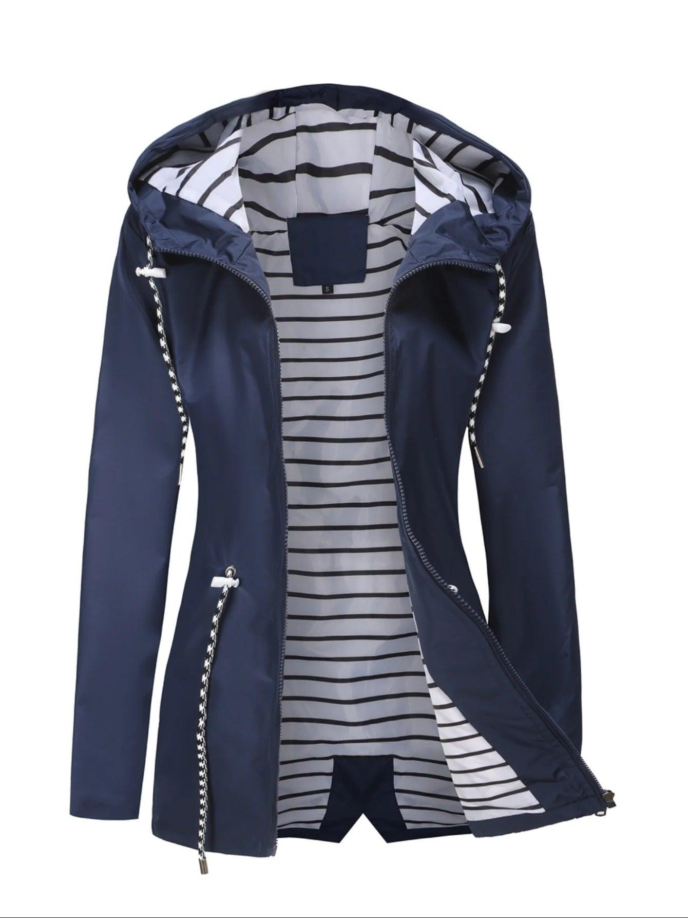 Dames Waterdichte Lange Jas – Zwart, Ademend, Geschikt voor Alle Seizoenen en Buitenactiviteiten