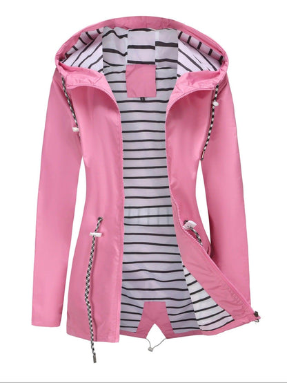 Dames Waterdichte Lange Jas – Zwart, Ademend, Geschikt voor Alle Seizoenen en Buitenactiviteiten