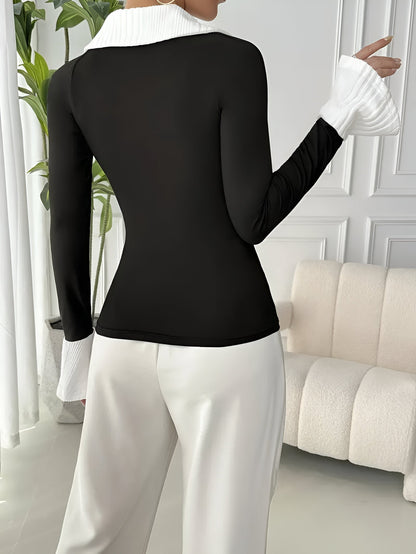 Bluma - T-shirt met Contrasterende Kraag