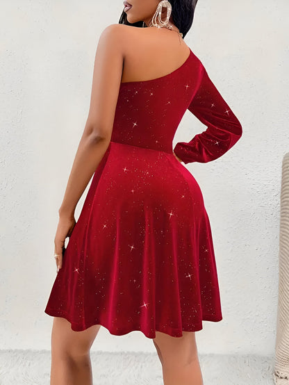 Charlotta - Eén-Schouder Overhemdjurk met Ruches