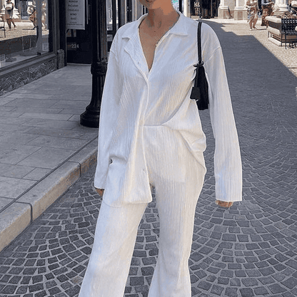 Lotte - Trendy Tweedelig Pak met Gedrapeerde Broek