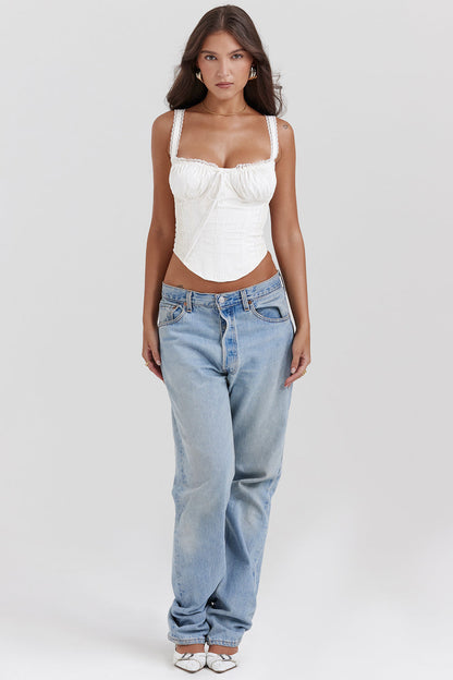 Helisara - Wit Kanten Korset met Romantische Details