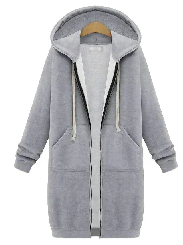 Dames Lang Vest met Capuchon – Openvallende Hoodie Cardigan, Casual Loungewear voor Thuis en Vrije Tijd