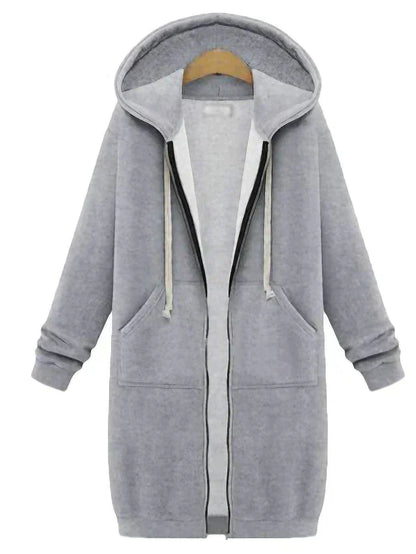Dames Lang Vest met Capuchon – Openvallende Hoodie Cardigan, Casual Loungewear voor Thuis en Vrije Tijd
