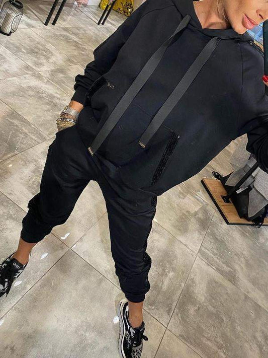 Dames 2-delige Herfst Set – Lange Mouwen, Effen Kleur, Casual Outfit voor Koude Dagen