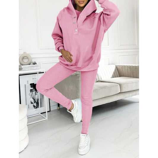Dames Oversized 3-Delige Loungewear Set – Zacht Katoen, Hoodie en Broek voor Comfortabele Thuisoutfits