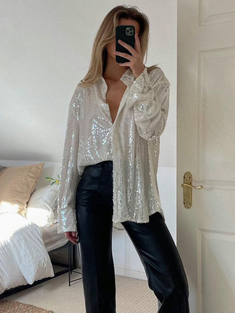 Sofie - Trendy Oversized Blouse met Glittereffect