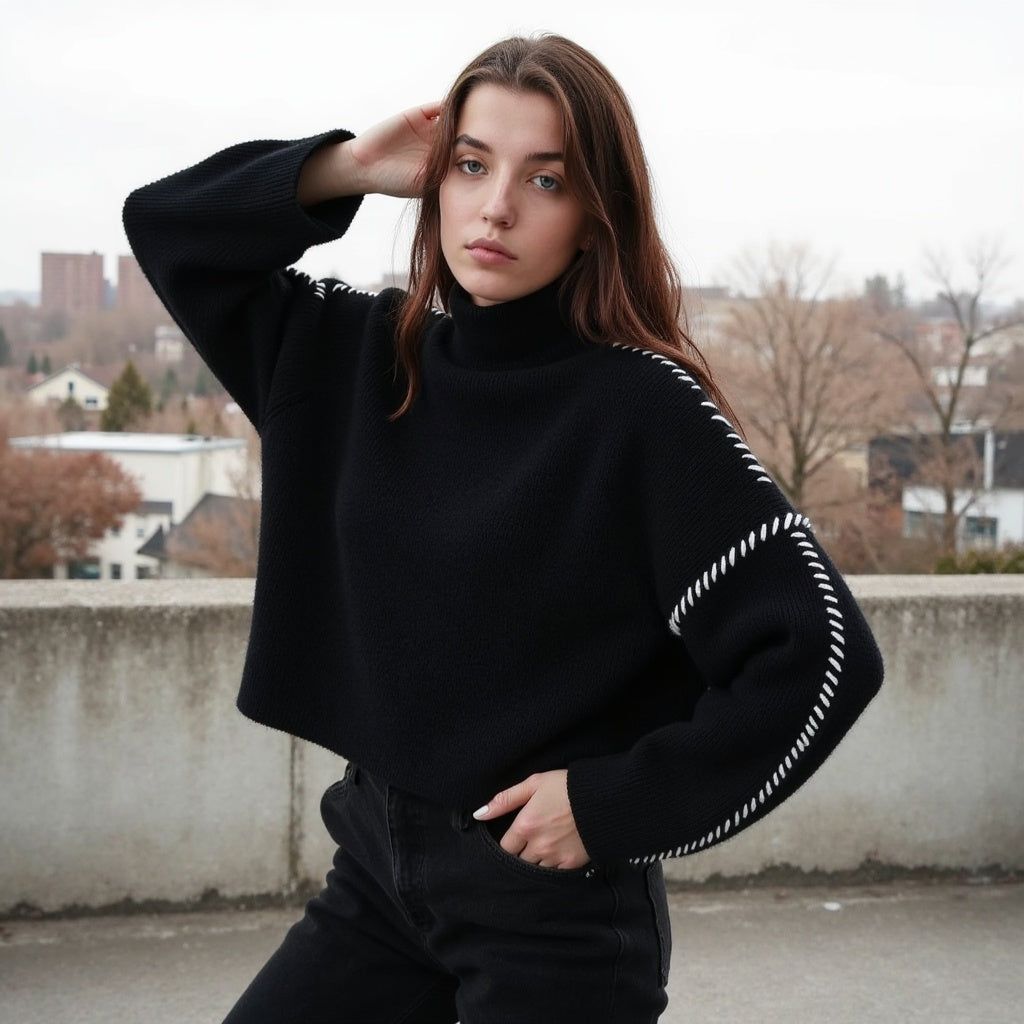Irene - Pullover met Contraststiksels