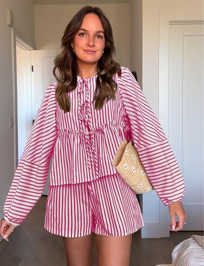 Lina - Comfortabele Boho Set met Top en Shorts in Hoge Taille