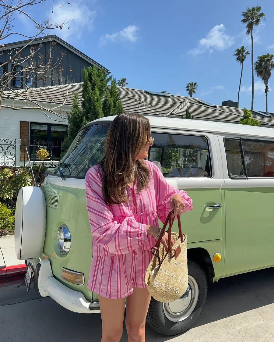 Lina - Casual Tweedelige Set met Losvallende Blouse en Short in Streepdesign