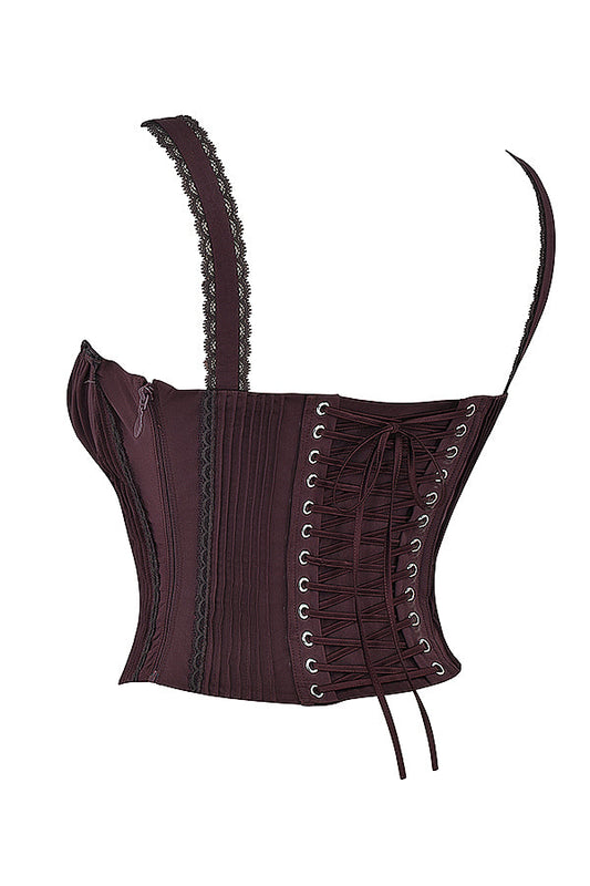 Grazina - Bruine Kant Corset Top