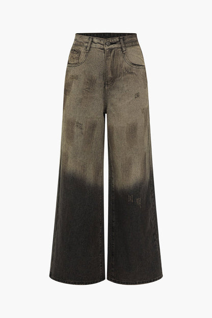 Emmi | Trendy Wide Leg Ombre-Jeans