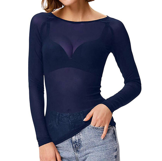 Naïa – Dames mesh top met lange mouwen