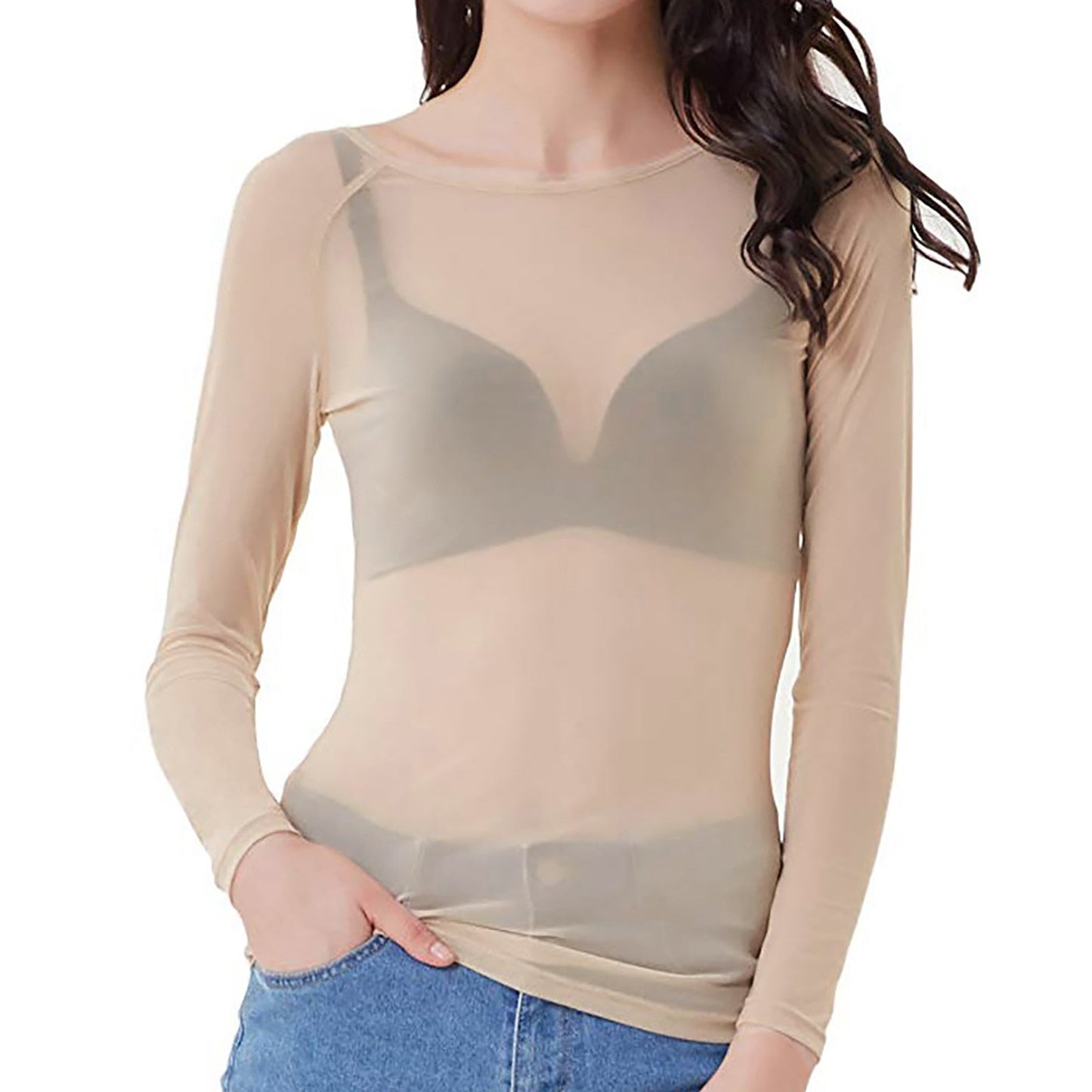 Naïa – Dames mesh top met lange mouwen